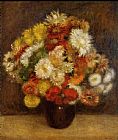 Pierre Auguste Renoir Canvas Paintings - Bouquet Of Chrysanthemums i